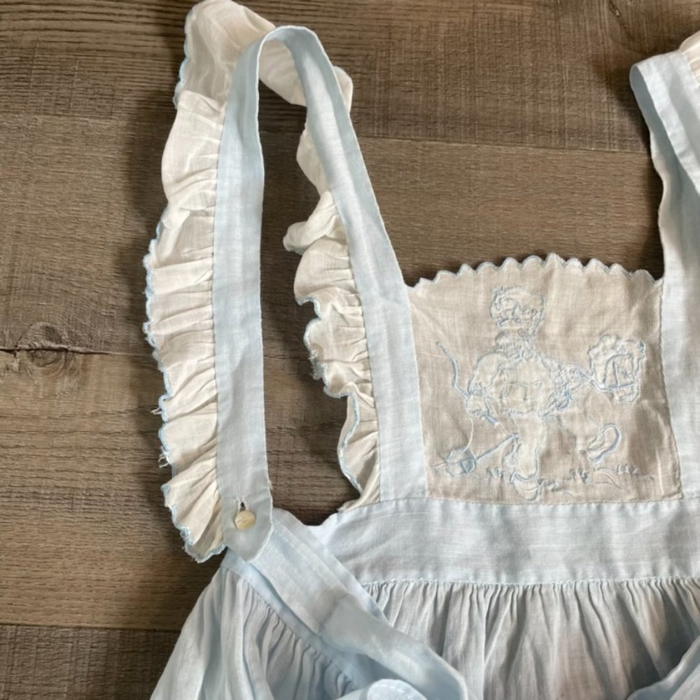 Vintage 40's 50's Handmade Blue Embroidered Baby Jumper - Picture 6 of 9